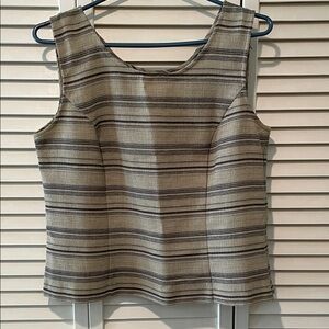 Striped Sleeveless Top - Beige and Black